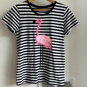 J. Crew Navy Stripe Flamingo Collector Tee - size S